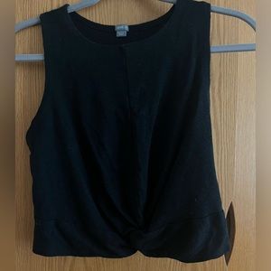 Aerie Cotton Blend Black Cropped Tank Racerback Twist Tie Summer Spring Top